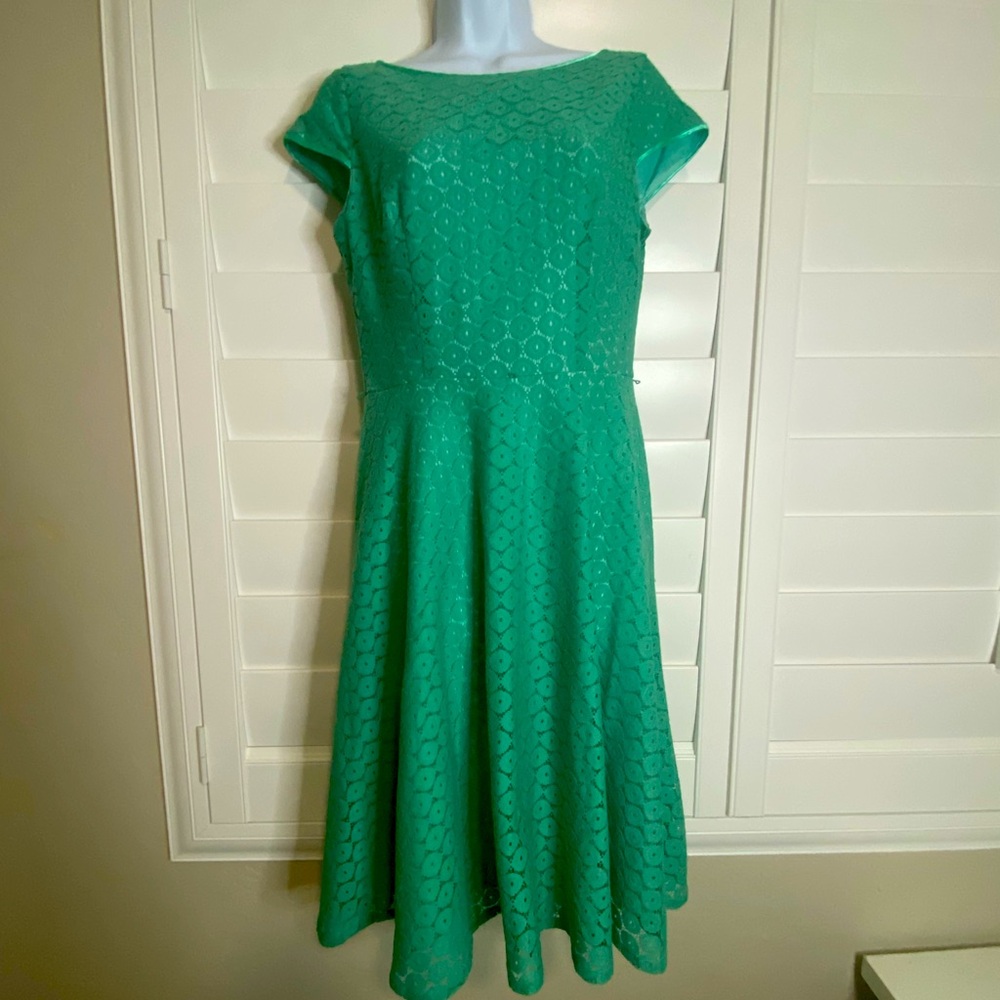 Evan-Picone modest midi teal dress size 6